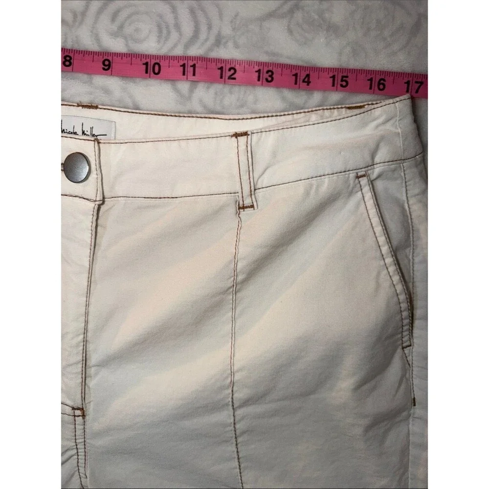 Nicole Miller Cropped White Women's linen/cotton blend Pants Straight Leg. Sz 10